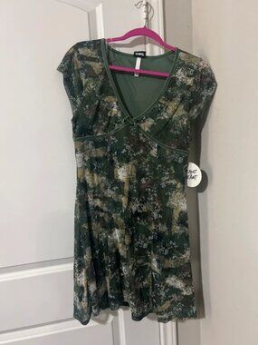 Y2K Green Floral Mesh Midi Dress | Boho Fairycore Grunge | Floral Fitted and Flo